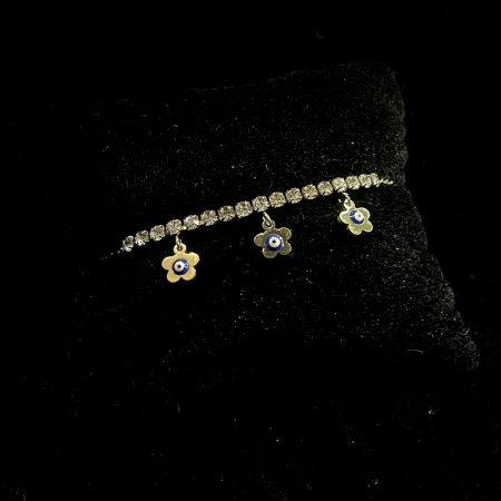 18K Gold Plated Floral Evil Eye Tennis Bracelet